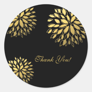 Moderne Goldfolie Floral Schwarz Elegantes Sticker