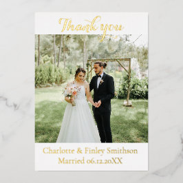 Moderne Goldfolie Hochzeit danke Karte