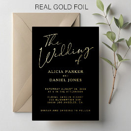 Moderne Goldfolie-Kalligrafie-Schrift schwarze Hoc Folieneinladung