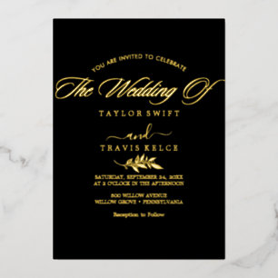 Moderne Goldfolie Schrift Schwarz Die Hochzeit Von Folieneinladung