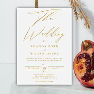 Moderne Goldfolie und White Simple Wedding Einladung