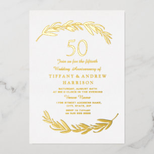 Moderne Goldfolie zum 50. Hochzeitstag Folieneinladung
