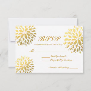 Moderne Goldfolien-Blumen Hochzeits-Antwortkarte RSVP Karte
