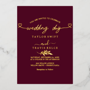 Moderne Goldfolien-Schrift schwarze Foto-Hochzeit  Folieneinladung
