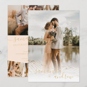 Moderne goldgelbe Fotos mit minimalistischer Schri Einladung