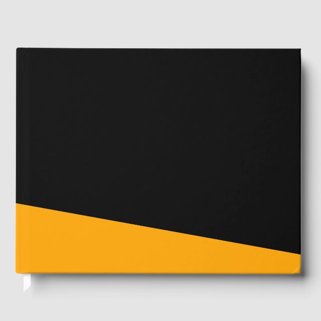 Moderne goldgelbe Rutsche um den Rand auf schwarz Gästebuch (Vorderseite)