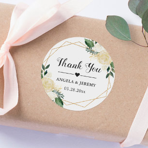 Moderne goldgrüne Gastgeschenk Hochzeit Runder Aufkleber