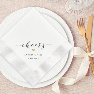 Moderne Goldherz-Hochzeit Serviette