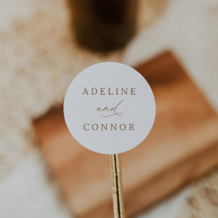 Moderne Goldkalligrafie-Hochzeit Runder Aufkleber
