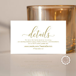Moderne Goldkalligraphie, Hochzeitdetails Begleitkarte