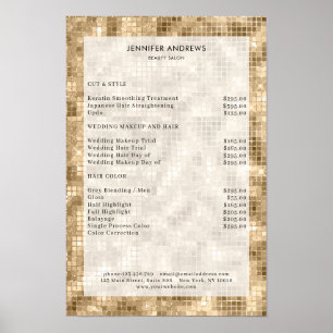 Moderne Goldlachsalon-Preisliste Poster