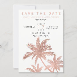 Moderne Goldpalmen der Rose Save the Date elegant