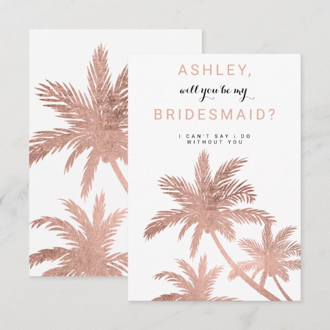 Moderne Goldpalmen der Rose Tropenmädchen Einladung (Vorne/Hinten)