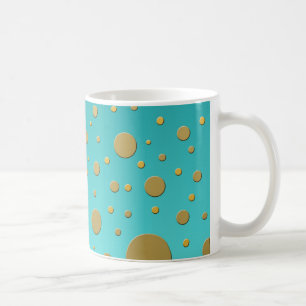 Moderne Goldpunkte auf türkisfarbenem Muster Kaffeetasse