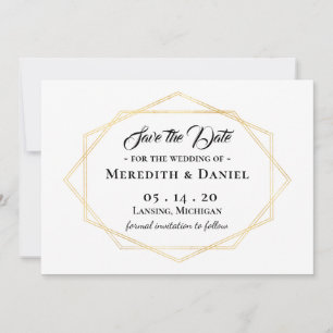Moderne Goldrahmen Save the Date Ankündigung
