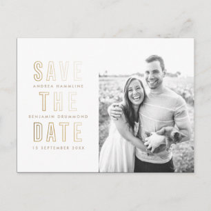 Moderne Goldrings Save the Date Postkarte