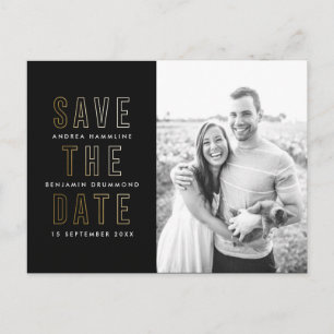 Moderne Goldrings Save the Date Postkarte