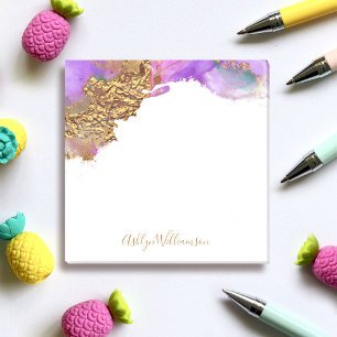 Moderne goldrosa lila Aquarellfarben Spritzer Chic Post-it Klebezettel