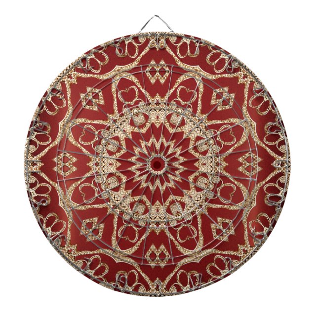 Moderne Goldrote Blumen Dartboard Dartscheibe (vorne)