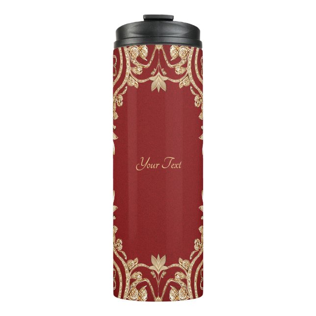 Moderne goldrote Blumen-Thermal-Tasse Thermosbecher (Vorderseite)