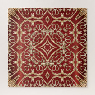 Moderne goldrote Blumenpuzzle Puzzle