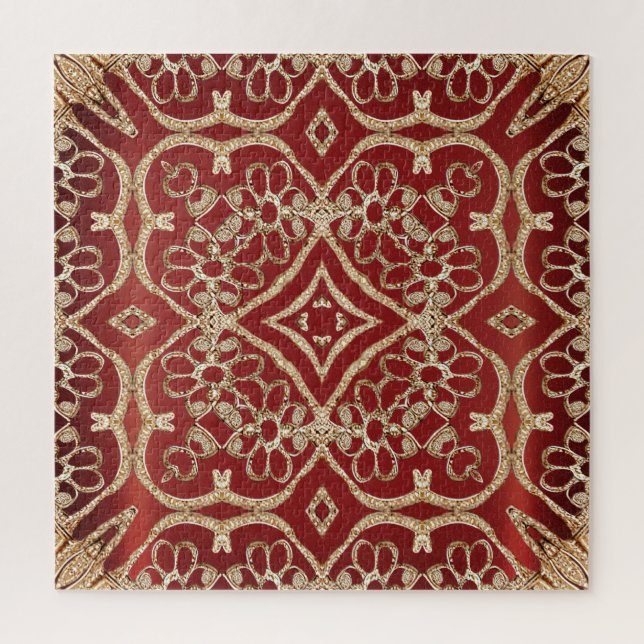 Moderne goldrote Blumenpuzzle Puzzle (Vertikal)