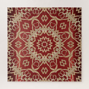 Moderne goldrote Blumenpuzzle Puzzle