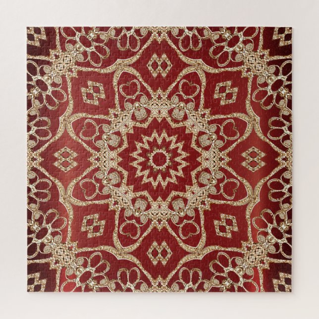 Moderne goldrote Blumenpuzzle Puzzle (Vertikal)