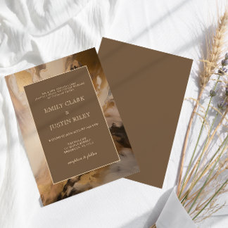 Moderne Goldschokolade-Hochzeit Einladung