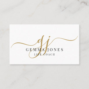 Moderne Goldschrift-Monogramm Lebensberaterin Visitenkarte
