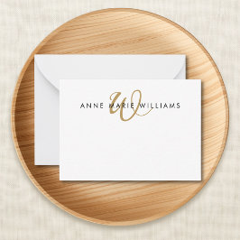Moderne Goldschrift-Monogramm Mitteilungskarte