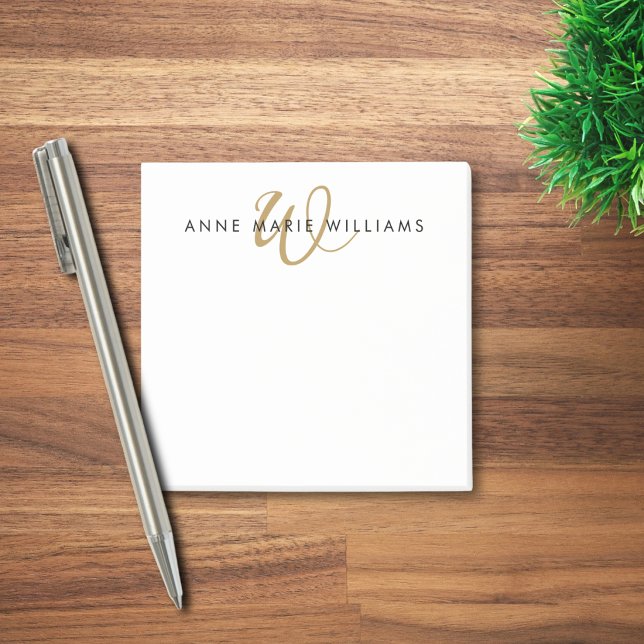 Moderne Goldschrift-Monogramm Post-it Klebezettel (Von Creator hochgeladen)
