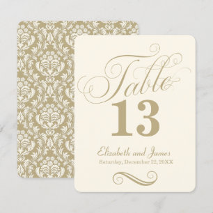 Moderne Goldschrift-Tischnummer für die Hochzeit i Einladung
