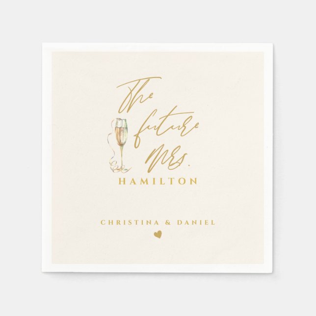 Moderne Goldschrift-Typografie-Hochzeit Serviette (Vorderseite)
