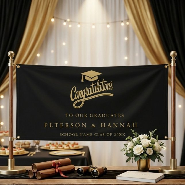 Moderne Goldschrift Zwilling Abschlusswünsche Banner (Von Creator hochgeladen)