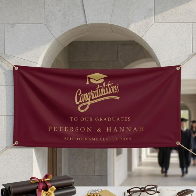 Moderne Goldschrift Zwilling Abschlusswünsche Banner (Von Creator hochgeladen)