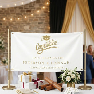 Moderne Goldschrift-Zwilling-Graduations-Gratulati Banner