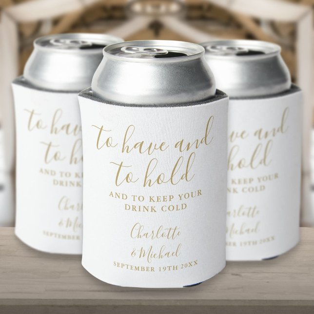 Moderne Goldsignatur-Hochzeit Dosenkühler (Modern Gold Signature Script Wedding Can Cooler)