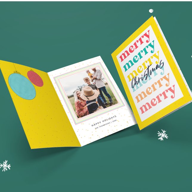 Moderne Goldstars Gelbe Weihnachtsbälle Ein Foto Karte (Von Creator hochgeladen)