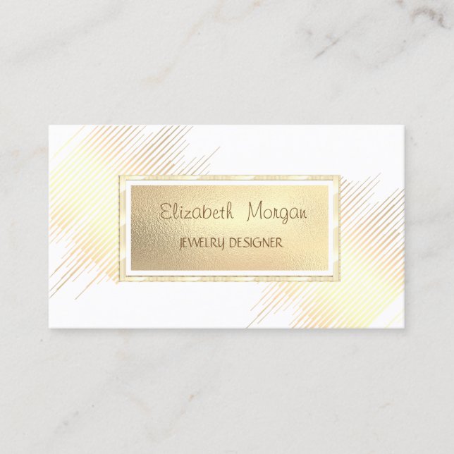 Moderne Goldstreifen, Goldrahmen, Schmuckdesigner Visitenkarte (Vorderseite)