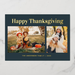 Moderne Goldtext Herbst Glückliches Erntedankfest Folien Feiertagskarte