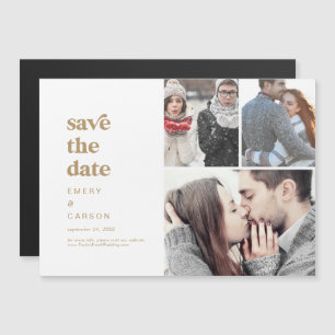 Moderne Goldtypografie 3 Foto Save the Date Magneteinladung