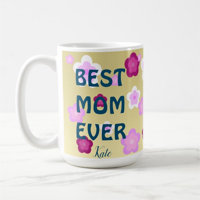 Moderne Goldtypografie Floralmonogrammname Kaffeetasse (Links)