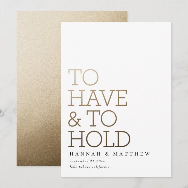 Moderne Goldtypografie-Hochzeit zu haben und abzuh Save The Date (Vorne/Hinten)