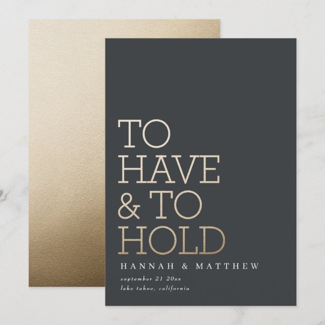 Moderne Goldtypografie-Hochzeit zu haben und abzuh Save The Date (Vorne/Hinten)