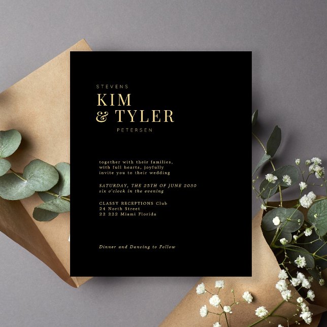 Moderne Goldtypografie-Hochzeitseinladung (Von Creator hochgeladen)