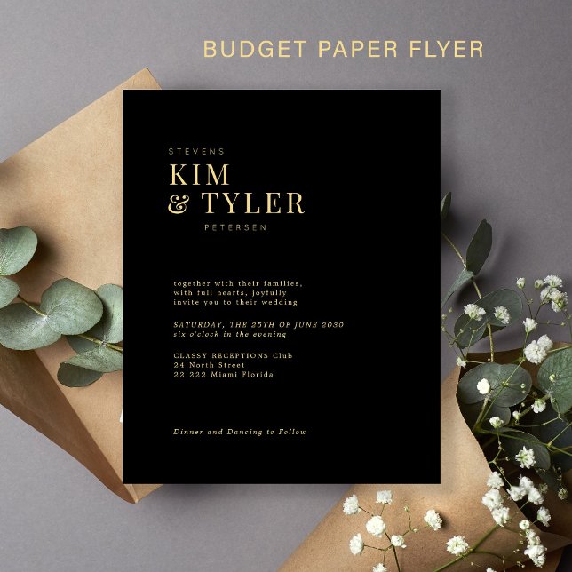 Moderne Goldtypografie-Hochzeitseinladung Flyer (Von Creator hochgeladen)