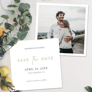 Moderne Goldtypografie-Square-Foto Hochzeit Save The Date