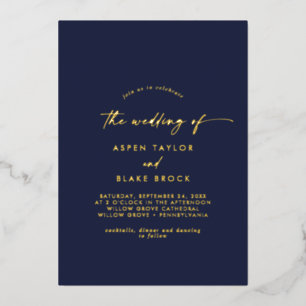 Moderne Goldumlaufskripte Hochzeit von Folieneinladung