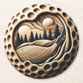 Moderne Golf Art mit Naturelementen Runder Pappuntersetzer
